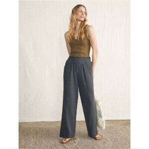 Faherty Dream Cotton Gauze Wide Leg Pants Gray Sz S